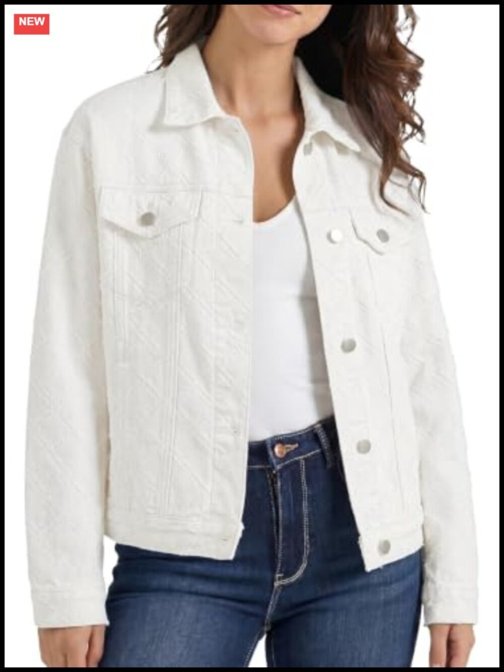 Women's Geometric Denim Jacket Button Down Loose Fit Jean Coat Fall Layer